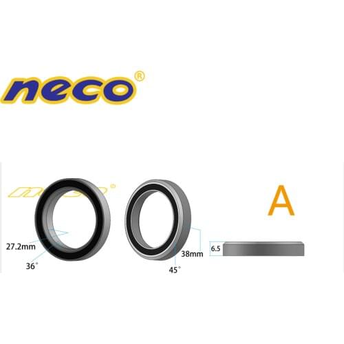 Neco Bearing Headset 1 1.5 inch E2 38 41 48.9 51 51.8 52 8 6.5 7 mm 36 45 degree road bike
