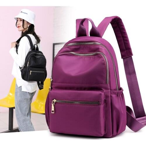 New nylon casual ladies backpack solid color zipper sports student multifunctional ladies backpack backpacks for women Bolsa