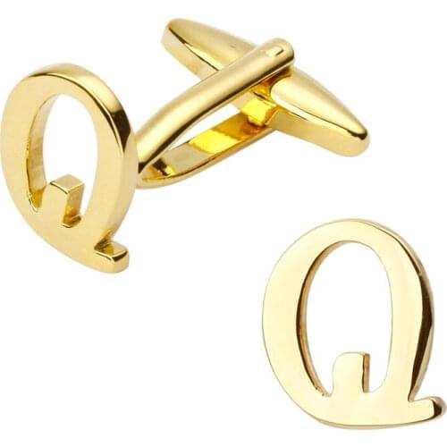 New high quality brass plated letters Q Cufflinks Mens Jewelry shirt cuff Cufflinks twins English letters