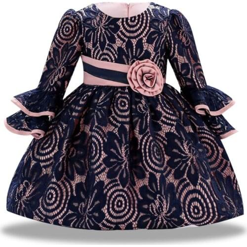 Summer Newborn Long Sleeve Baby Girl Dress 1st Birthday Flower Dress Clothes Party Princess Baptism Dress Vestidos 3 9 Month