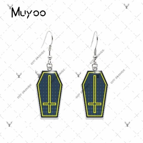 New Fashion Doodle Elements Mouth Moustache Gamepad Coffin Cartoon Epoxy Acrylic Resin Dangles Handmade Fish Hook Earrings