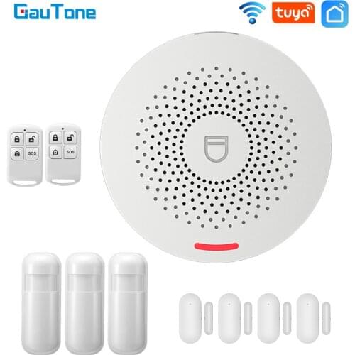 GauTone Wifi Smart Home Alarm System 433MHz Burglar Security Alarm Tuya Smart Life app Control Wireless Home Alarm