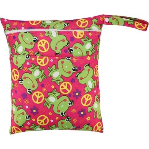 Nappy Bag Organiser Waterproof Laundry 2 Pocket Bag Zipper Diaper Baby Nappy Wet Bag RW21