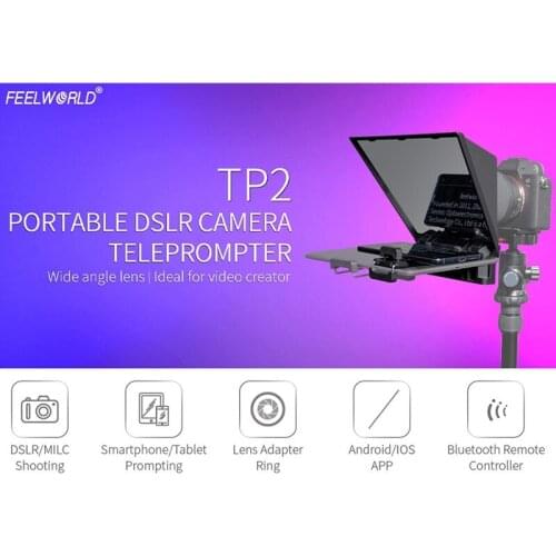 Feelworld TP2 Teleprompter 8inch for Tablet Phone iPad DSLR Camera Interview Speech Live Prompteur with Remote