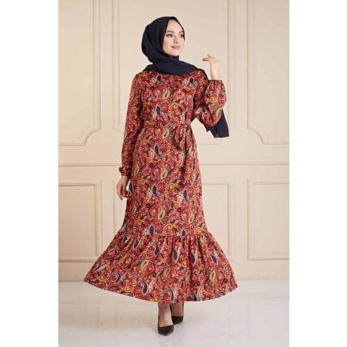 Turkish Muslim Dress Hijab Women Islamic With Pattern European Clothing Ramadan Robe Saudi Arabic Women Tunic Long Maxi Dress