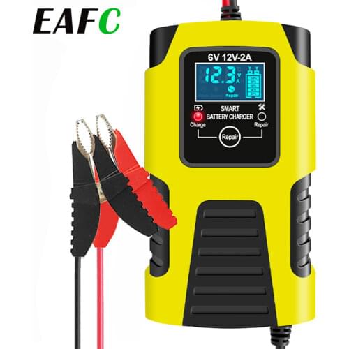 Universal 12/6V 2A Motorcyle Battery Charger Lead-Acid GEL AGM Wet Calcium Deep Cycle VRLA Pulse Repair Car Battery Charger