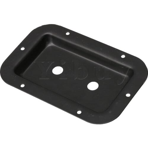 Yibuy 13.7x9x1.2cm Black Recessed Steel 1/4" Headphone Jack Plate RCA Binding Post Board Dish for Speakers Cabinets