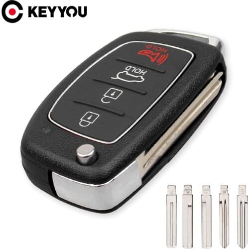 KEYYOU 4 Buttons Folding Car Key Case Shell Fob For HYUNDAI Mistra Santa Fe Sonata Tucson Accent I30 I40 I45 New Replacement