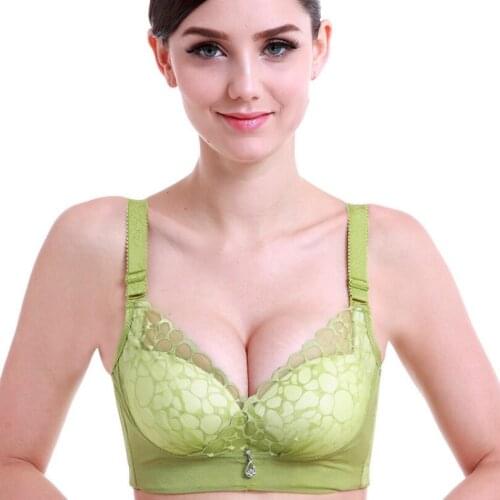 Women Push Up Bra A Cup Three Quarters(3/4 Cup) Sexy Underwire Beading Print Bras Sexy Lady Women Push Up Bra Gather Plus Size
