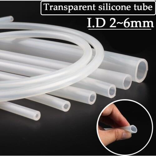 1M I.D2~6mm Transparent Food Grade Silicone Hose Heat Resistant Flexible Tube Aquarium Fish Tank Pipe Air Pump Silica Gel Tube