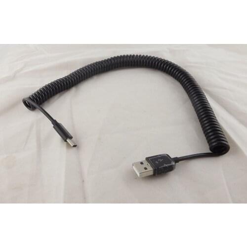 1pc USB 3.1 C Type Male To 2.0 A Male Spiral Coiled Data Sync Adapter Cable Black 3M