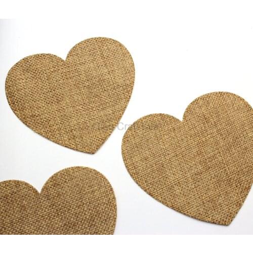 100pcs Burlap Heart Shaped Pieces Creative Slice for Crafts Wedding Party Decor large 10cm big