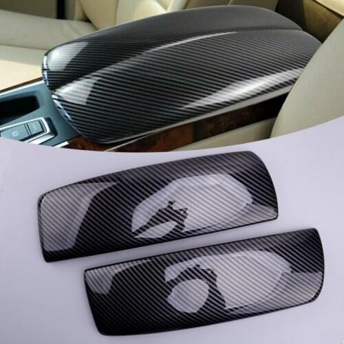 2pcs/Set Carbon Fiber Black ABS Center Console Armrest Box Cover Trim Fit for BMW X5 E70 X6 E71 2008 2009 2010 2011 2012 2013