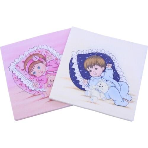 20pcs/Lot 33*33cm Colour Printed Napkin Boy and Girl Birthday Party Paper Bear Tissue Baby Shower Birthday Party Decoration