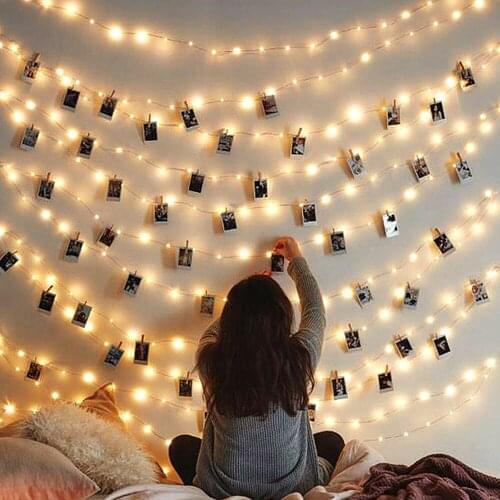 40 LED Light Strings Christmas Fairy Light for Bedroom Hanging Cards Photo Clip String Lights Battery Powered Outdoor Wedding
