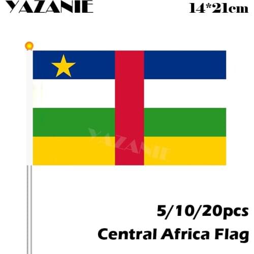 YAZANIE 14*21cm 5/10/20pcs Central Africa National Flag Polyester Standard Flag Hand Waving Flags World Countries Shake Banner