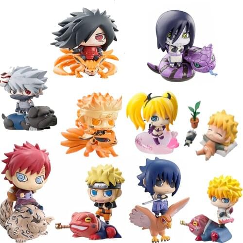 6 Stks/set Pop Naruto Sasuke Uzumaki Kakashi Gaara Actie Met Mounts Cijfers Japan Anime Collecties Geschenken Speelgoed