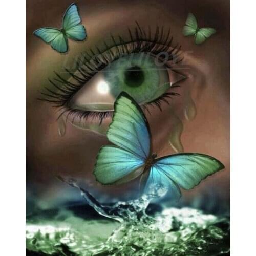 Fantasy art Diamond Painting butterfly eyes Picture of Rhinestones Full Square round Diamond Embroidery Beaded Home Decor FG1946