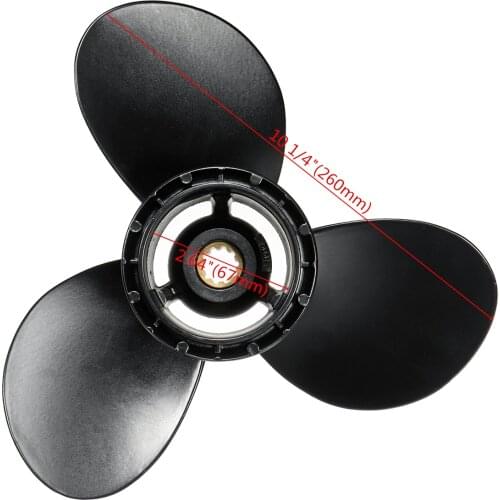 Aluminum Boat Outboard Propeller 10 Spline Tooths R Rotation 3 Blades Black For Suzuki 20-30HP 58100-96420-019 10 1/4 x 11