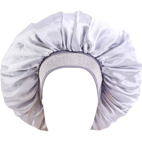 Elastic Band Ethnic Style Stretchy Wide-brimmed Satin Night Hat Turban Hat Toe Hair Care Hat Satin Sleep
