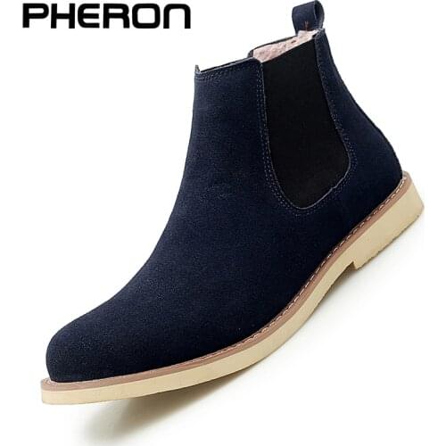 Chelsea Boots Men Suede Leather Decent Men Ankle Boots Original Short Casual Shoes British Style Winter Boots Zapatillas Hombre