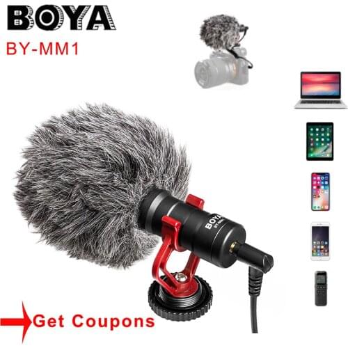 BOYA BY-MM1 Shotgun Video Microphone Universal Recording Microphone by-mm1 for DSLR Camera iPhone Android Smartphones Mac Tablet