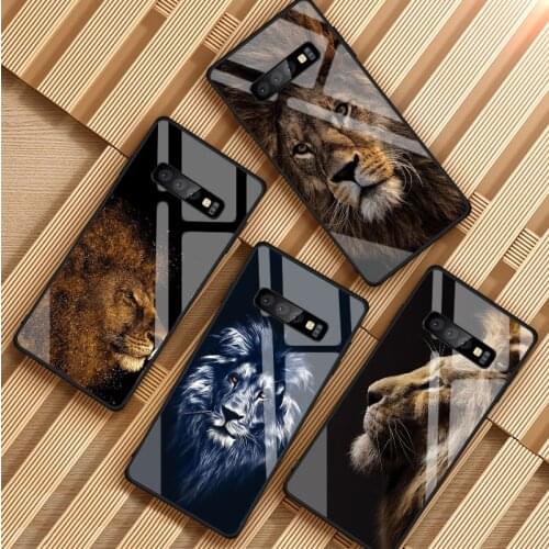 Lion Tempered Glass Phone Case For Samsung Galaxy S8 S9 S10 S20 PLUS J6 J8 2018 NOTE 8 9 10 Cover Shell