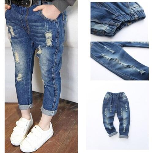 Baby Girl Jeans Spring New Korean Kids Ripped Jeans For Girls Children Hole Casual Soft Denim Pants Cowboy Baby Girl 2-12 Years