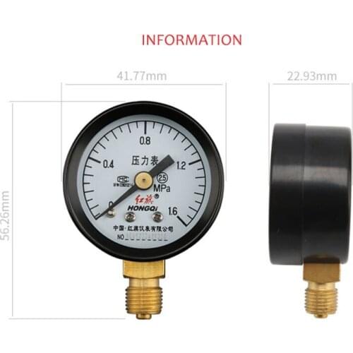 ELECALL Y-40 Air Diaphragm Pressure Gauge 0~1.6MPA Phosphor Bronze Film Box Pressure Gauge Positive Pressure Meter