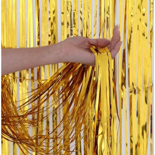 Bachelorette Party Backdrop Curtains Shimmer Gold Tinsel Fringe Foil Curtain Birthday Wedding Decoration Adult Anniversary Decor