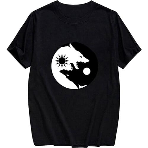 Viking Wolf Cotton T-Shirt Summer Fashion Brand Printed T-shirt Men for Women Shirts Tops Funny Cotton Black Tees Drop Shipping