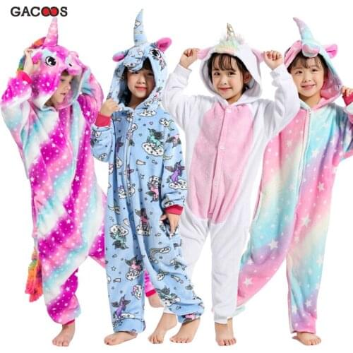 Kigurumi Pajamas Unicorn Onesie Anime Licorne Stich Panda Jumpsuit Winter Overalls Baby Girl Clothes Pyjamas Kids Boys Sleepwear