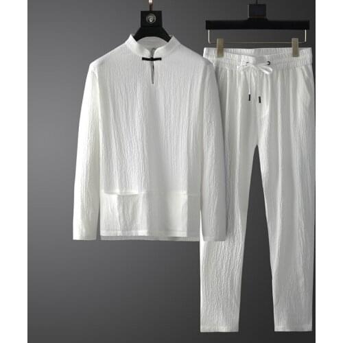 Classic Chinese Style Male Suits Luxury Stand Collar Long Sleeve Casual Soprt Man Sets Fashion Slim Fit Mens Tracksuit 3XL