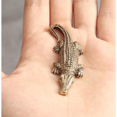 Creative Pure Brass Crocodile Scary Statue Animal Model Figurine Home Decor Decoration Accessories Halloween Decor Ornament