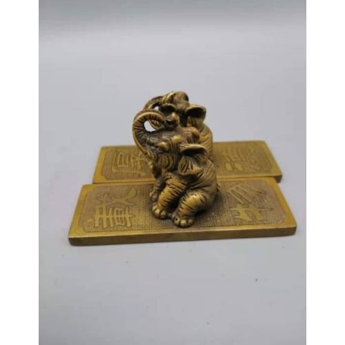Retro brass elephant paper weight, Exquisite arts and crafts decorations