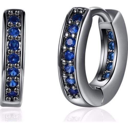 Best-selling new product in August fashion simple round earrings with blue zircon jewelry temperament wedding