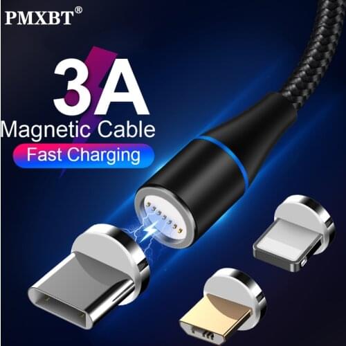 Magnetic USB Cable 3A Fast Charging Micro USB Type C Cable Support Data Transmission Kable For iPhone Samsung Xiaomi Magnet Cord
