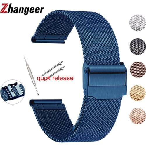 Milanese Loop 18/20/22/Watch Band for Huawei 1 B5 Samsung Galaxy Watch 42 46mm Active 2 40mm 44mm Quick Release Mesh Woven Strap