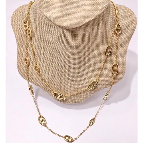 Fashion Elegant Pig Shape Pendant Necklaces For Women Fashion Golden Geometric Charm Chains Necklace Jewelry Modern Accessories