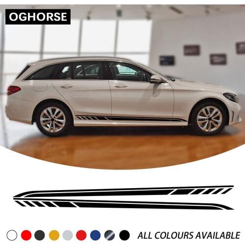2 Pcs Car Door Side Stripes Sticker Decal For Mercedes Benz C Class 2019 Estate W205 C63 C43 C180 C200 C300 AMG Accessories