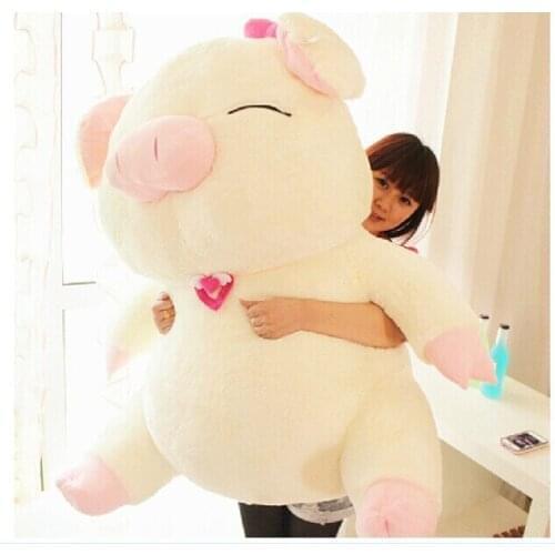Huge lovely plush pig doll white smile pig toy sanshun pig doll gift about 105cm 0607