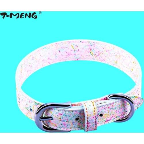 Genuine Leather Collar For Dogs Small Medium Big Pets Unique Colorful Pattern Adjustable Cat Necklace Pet Products Accessories