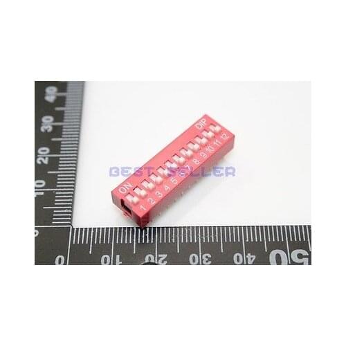 20pcs Dip Switch 12 Positions Silver Plated Contacts 2.54mm Pitch Through Hole