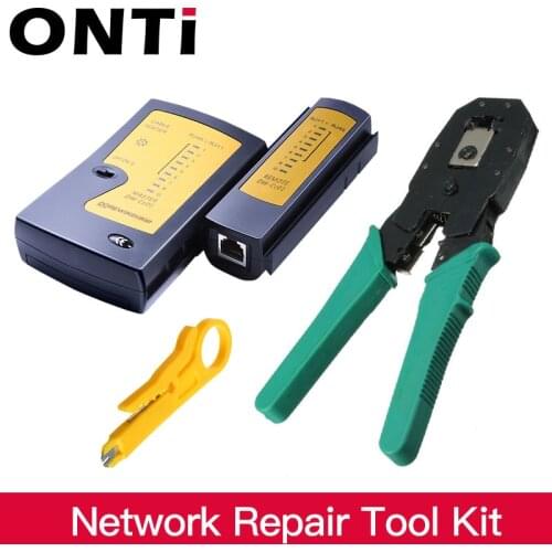 ONTi Professional Network Cable Tester Lan rj45 rj11 with Wire Cable Crimper Crimp PC Network Hand Tools Herramientas
