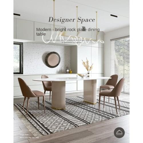 Light luxury slate dining table home simple modern small family table net red paint Nordic style designer table and chair