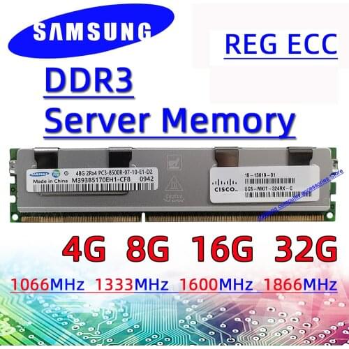Samsung Server Memory REG ECC ddr3 4G 8G 16G 32G 1066MHz 1333MHz 1600MHz 1866MHz RAM PC3 10600R 12800R 14900R The Cooling Shells