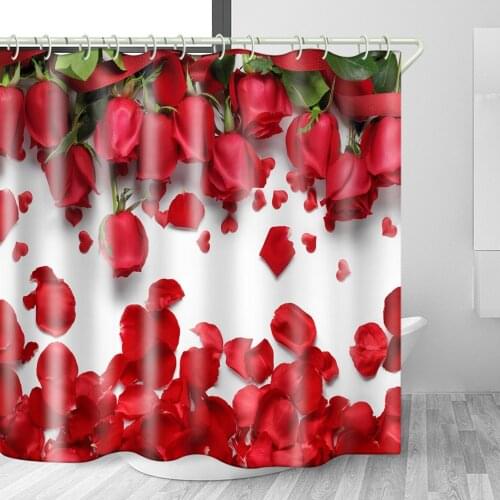 Chic Rose Printing Bathing Curtain Charming Shower Curtain Waterproof Polyester Fabric Shower Curtains Bathroom Curtain Bath