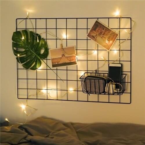 Modern Home Wall Decoration Iron Grid Decor Photo Frame Wall Art Display Mesh Storage Shelf Organizer Postcards DIY Rack Holder