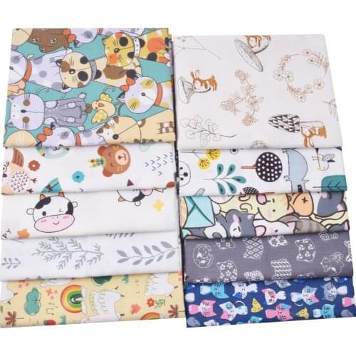 Cartoon Cat Rabbit Animals 100% Cotton Baby&Child Fabric,DIY Bedding Textile Fabric,Sewing Quilting Fat Quarters Material