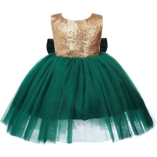 Sequin Tulle Baby Girl Baptism Dress Toddler Birthday Party Kids Girls Dresses Sparkle Sequins Princess Infant Tutu Dress 1-6T